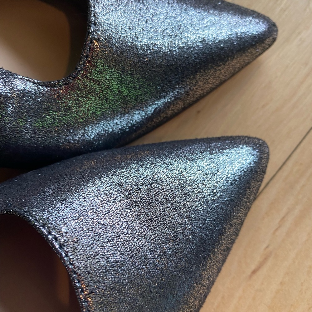 Nina, size 7.5, worn once, glitter gunmetal gray, leather sole - Picture 6 of 10